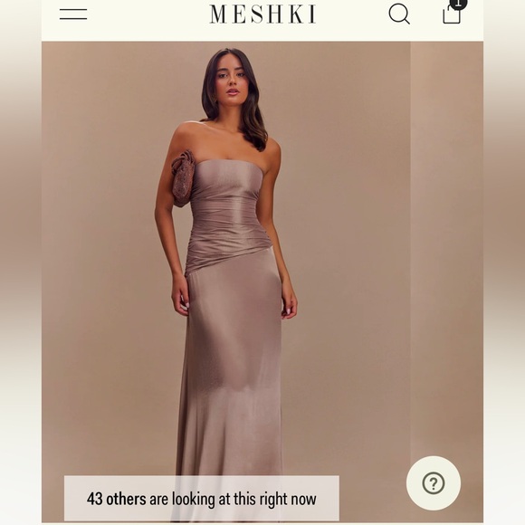Meshki Dresses & Skirts - Meshki Serena Strapless Taffeta Maxi Dress - Bronze Taupe